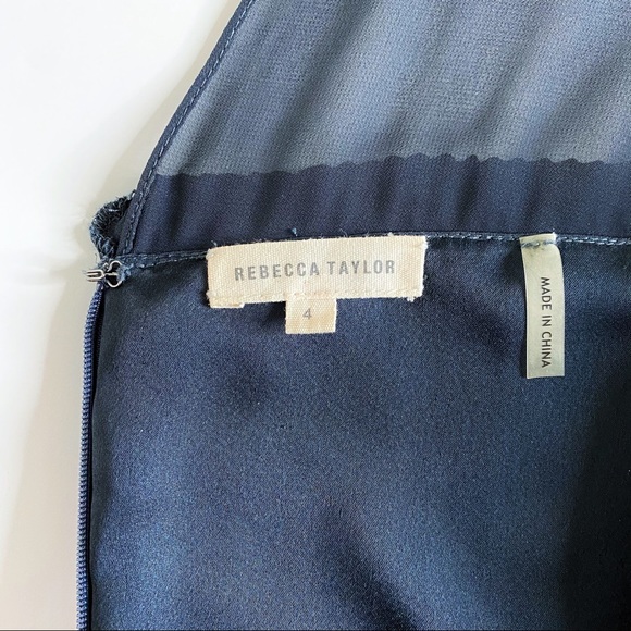 Rebecca Taylor V-neck Pleated Chiffon Floor Length Gown in Navy Blue size 4 - Picture 10 of 15